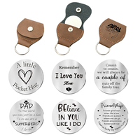 Pièce commémorative gravée au laser avec message, pochette porte-clés en cuir, cadeau familial de haute qualité, souvenir, jeton de réconfort de poche