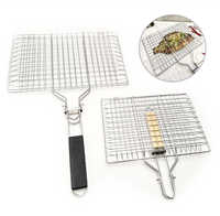 Panier de cuisson portable en acier inoxydable avec poignée pliable, grande grille de barbecue pour poisson, viande et steak, idéal pour le camping et les pique-niques