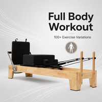 Reformer de Pilates de Madera de Roble de Primera Calidad, Certificado CE, Deslizamiento Suave, Máquina de Entrenamiento Profesional para Estudio y Hogar