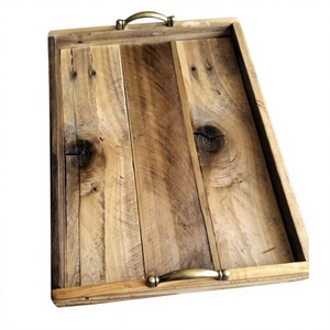 Farmhouse Country Style Wooden Breakfast <b>Tray</b> Brass Handles Handmade Eco-Friendly Decorative <b>Trays</b> for Hotel Restaurant Supplies - Product Image 4