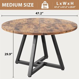 Table à manger ronde en bois SENYU pour 4-6 personnes, base sur pieds, gain de place, pour cuisine et salle à manger - Product Image 2