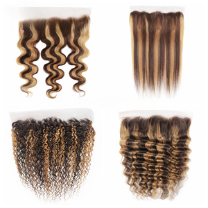 Làm nổi bật p427 Brazil Trinh Nữ tóc 13x4 đầy đủ kết thúc Swiss ren phía trước cơ thể thẳng sóng kinky xoăn Tính năng tai-to-tai toupee - Product Image 2