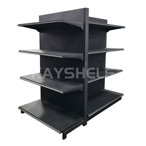 Le double supermarché dégrossi commercial rayonne le rayonnage noir de gondole de support - Product Image 1