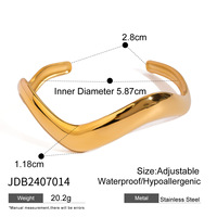 Brazalete de Acero Inoxidable Chapado en Oro para Mujer, Brazalete Abierto de Diseño Exclusivo, Joyería de Acero Titanio