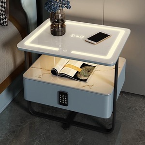 Table d'appoint intelligente haut <span class=keywords><strong>de</strong></span> gamme pour la maison, avec plateau en céramique frittée, serrure <span class=keywords><strong>de</strong></span> sécurité à empreinte digitale et éclairage LED décoratif. - Product Image 1