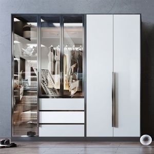 Armoire sur mesure à étagères ouvertes avec éclairage LED, en bois écologique, gain de place pour chambre à coucher - Product Image 1