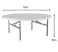 Tables pliantes GDRS USA 72 pouces avec plateau en plastique blanc, garantie 3 ans, pour événements commerciaux, banquets et traiteurs en extérieur