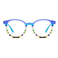 Montures de lunettes rondes en acétate en gros, motif color-block coloré, approvisionnement en vrac, lunettes optiques tendance pour la vente au détail et la revente