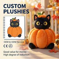 Peluche de chat noir personnalisée en forme de citrouille pour Halloween, jouet en peluche mignon de chaton, mascotte en peluche, cadeau personnalisé pour le festival d'automne