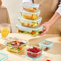 Boîte de conservation alimentaire en verre borosilicate, hermétique, pour préparation de repas, compatible four et micro-ondes, sans BPA, écologique, OEM