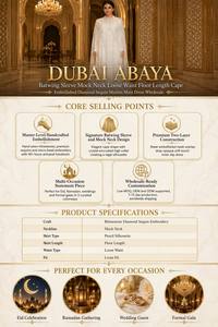 Dubai Abaya Batwing Sleeve Ankle Length diamond Bead Embroidered Gown Wholesale Heavy Beaded Sequin Cape <strong>Kaftan</strong> Abaya for Women - Product Image 2