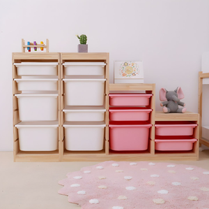 Organisateur de jouets <span class=keywords><strong>en</strong></span> bois massif Organisateur de jouets de salon 9 bacs inclus Meubles pour enfants Armoire de rangement pour enfants au design moderne - Product Image 3