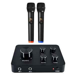 Microphone dynamique sans fil <span class=keywords><strong>pour</strong></span> karaoké, système UHF 2 canaux, double <span class=keywords><strong>micro</strong></span> portable, amplificateur <span class=keywords><strong>pour</strong></span> Smart <span class=keywords><strong>TV</strong></span> avec entrée/sortie AUX HD - Product Image 1