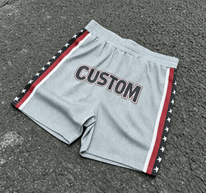 Shorts respirants en maille pour homme, taille élastique, style sportif, impression par sublimation, logo au dos - Product Image 2