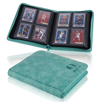 Portefeuille de collection de cartes en cuir nubuck personnalisé à 4 pochettes, en daim, imperméable, avec fermeture éclair, pour cartes TCG