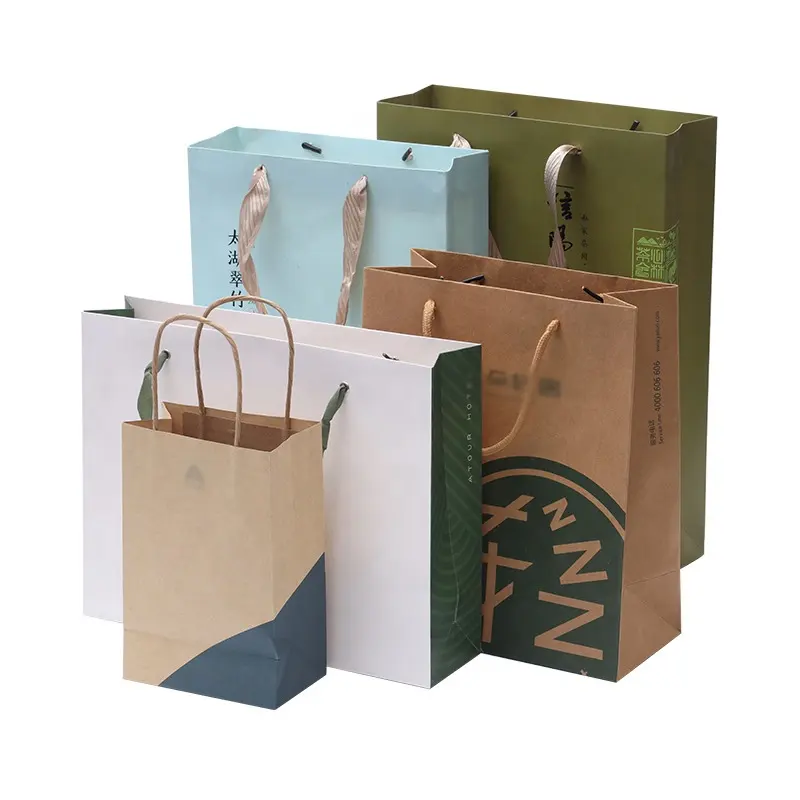 Food Takeaway Tory Burch Kraft Paper Bag Custom Logo Printed Luxury Retail Boutique Shopping Carry Gift Paper Bags with Handles