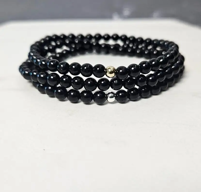 Inspire jewelry Black Tourmaline Crystal Bracelet 4mm small Gemstone Beads Dainty Minimalist Jewelry Unique Handcrafted Gift