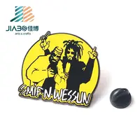 Jiabo-pin de esmalte duro para hombre, de metal negro accesorio personalizado, música, rock, sombrero, alfileres de solapa