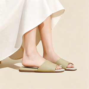 Nouvelles pantoufles minimalistes de luxe en cuir de mouton véritable et lin, antidérapantes, douces, sensation pieds nus, pour homme et femme, pour l'intérieur. - Product Image 5