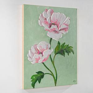 Peinture sur toile florale avec cadre en feuille d'or 75x95cm épaisseur 5cm - Product Image 1