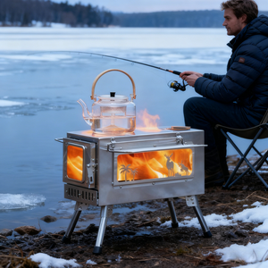 Outdoor Wood Burning Tent <b>Stove</b>, Portable with Chimney Pipe for Cooking, Camping, Tent, Hiking, Fishing, Backpacking - Product Image 3
