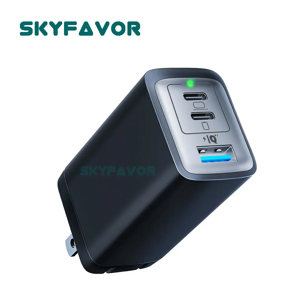 Yeni galyum nitrür GaN şarj cihazı 65W 3 port usb PD hızlı cep telefonu şarj cihazı evrensel masaüstü dizüstü Gan şarj CE ile