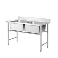 Évier de cuisine sur pied pour Restaurant Malaisie Bols simples Table d'évier commercial en acier inoxydable avec égouttoir Usine