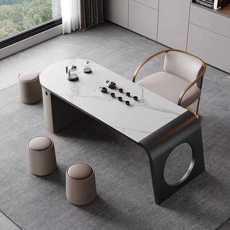 Plateau à thé simple - Plateau à thé chinois Gongfu - Boîte de table avec stockage d'eau - Service à thé en bois - Boîte de service pour maison de thé (sans