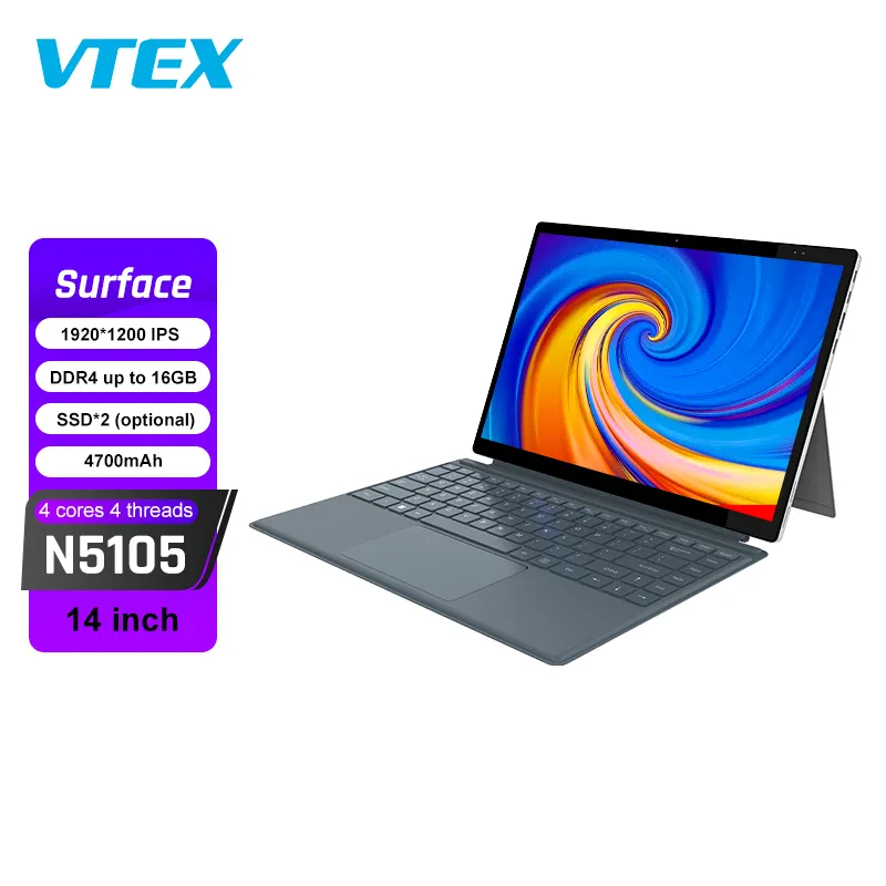 14 Inch Oppervlakte Winnen 11 Gloednieuwe Notebook N5105 2.4Ghz Twee-In-Een Hd Scherm Laptop Computer