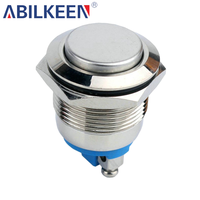 Interrupteur à bouton-poussoir compact 19 mm, étanche IP65, en métal bombé, 1NO, momentané, à montage sur panneau, 3A 250V, dispositif électrique industriel