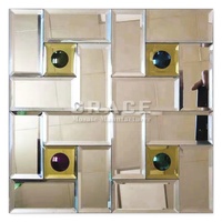Foshan argent Vintage mur décoratif miroir carreaux de verre brun brun or Antique bord biseauté verre peler et coller carrelage de mosaïque