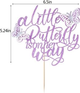 Decorazione per Torta 'Una Piccola Farfalla in Viaggio' - Rivelazione del Sesso, Baby Shower, Benvenuto Neonato, Decorazione per Feste a Tema Farfalla (Viola) - Product Image 5
