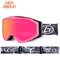 2024 vente en gros personnalisé magnétique UV 400 Double couche lunettes de Ski élégant Anti-buée miroir Googles pour le ski de neige