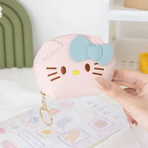 Cute Kawaii Small Makeup Bag Travel Pink White Coin Purse Mini Storage KT Melody Cinnamoroll Key Chain Cosmetic Bag