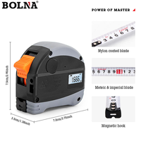 Télémètre industriel BOLNA 40m 3-en-1 avec ruban à mesurer laser et batterie au lithium 18650, garantie 1 an, direct usine