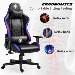Chaise de bureau ergonomique pour ordinateur fixe, <span class=keywords><strong>avec</strong></span> haut-parleurs dentaires bleus, lumières LED RGB, haut-parleur, <span class=keywords><strong>musique</strong></span> et vidéo, pour jeux vidéo, ordinateur - Product Image 6