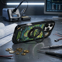 Coque de téléphone portable style Mecha avec impression UV, support magnétique métallique rotatif à 360°, anti-jaunissement, antichoc, logo personnalisé pour iPhone 18 17 16