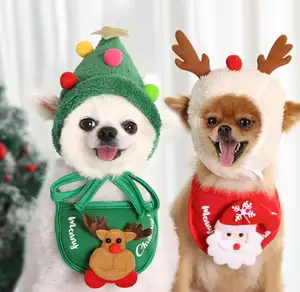 Haustier Weihnachts mütze Speichel Handtuch Hund Bandana Set Haustier Winterkleid ung Schal