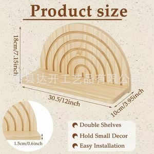 Wooden Arched <b>Wall</b> <b>Shelf</b> Geometric Shape <b>Wall</b> <b>Mounted</b> Floating Display Rack For Living Room Flower Stand Storage - Product Image 2