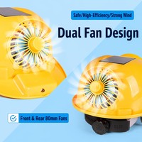 Casque de sécurité solaire rechargeable avec double ventilateur et éclairage intégré pour l'extérieur, anti-choc