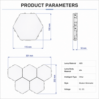 Lampe murale LED hexagonale à commande tactile, panneaux lumineux modulaires en nid d'abeille, éclairage décoratif intelligent pour la maison, chambre à coucher, bureau