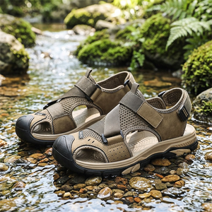 Sandales décontractées respirantes pour hommes 2026 – Chaussures de sport d'extérieur faites à la main par des designers, style plage ajouré à enfiler pour la marche - Product Image 1