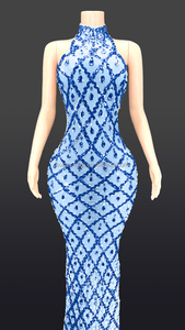 Moda uzun elbise kadın parti elmas kristal Halter yarık elbise gösterisi Vestidos De Fiesta Largos Elegantes - Product Image 6