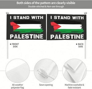 Drapeaux et bannières promotionnels personnalisés à bas prix pour vitres de voiture avec mât, pour publicité extérieure sur le thème de la Palestine, vente en gros - Product Image 6