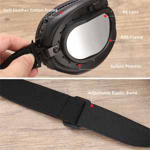 Lunettes de Pilote Steampunk Classiques Vintage 2025 pour Hommes et Femmes, Lunettes de Cyclisme et de Moto en Cuir Coupe-Vent pour l'Extérieur - Product Image 5