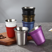 Portable 80ml 160ml antirouille Double paroi en acier inoxydable voyage tasse à café réutilisable cadeau Commercial petite tasse à vin