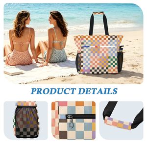 Bolsa de Mano para Mujer con Diseño a Cuadros Coloridos, Cierre de Cremallera, Diseño Moderno, Bolsa de Compras para Todas las Temporadas - Product Image 2