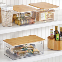 Organisateur de paquets, bocaux, Snacks, pâtes, en plastique transparent, armoire de cuisine empilable, boîte de rangement des aliments avec poignées et Bam