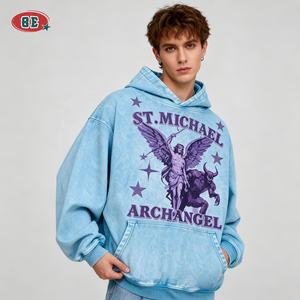 Groothandel Hoodies Heren Essentials Hoge Kwaliteit 100% Katoen Gewassen Hoodie Heavyweight 420G Custom DTG Heren Hoodies & Sweatshirts - Product Image 3