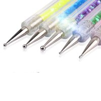 Lot de 5 stylos double embout pour nail art, stylo de photothérapie, outil de dessin de lignes et de fleurs, manche en plastique